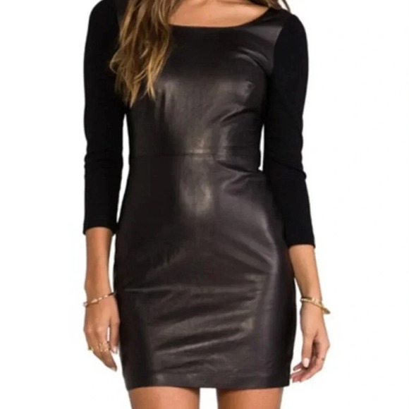 Diane von Furstenberg Dresses & Skirts - Diane Von Furstenberg DVF ‘ Zarita Scoop” Black Leather Dress Size 0